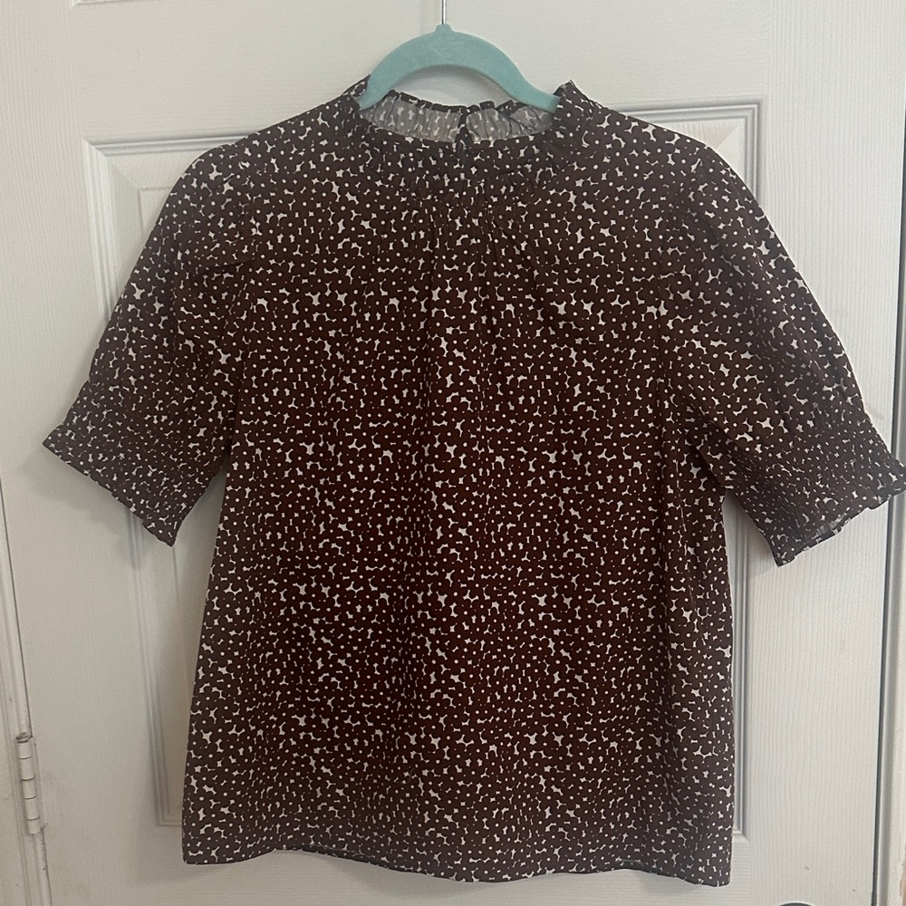 J.Crew Brown and White Women's Top